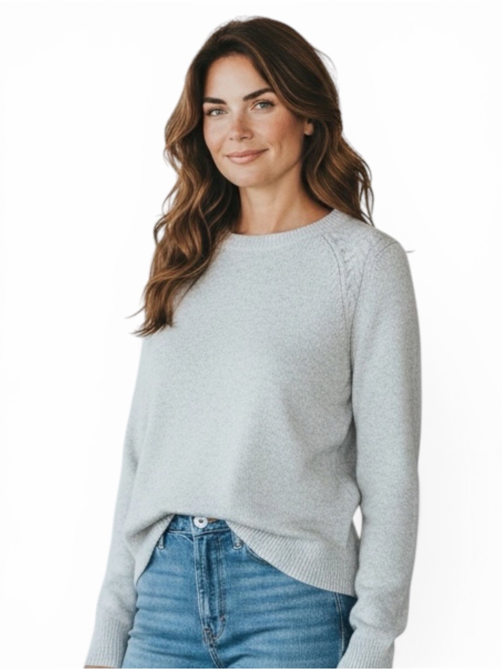 Loft Women’s Long Sleeved Loose Knit Tunic Sweater Classic Crewneck Size L Blue